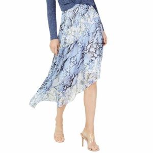 INC International Concepts Blue Snake Print Midi Skirt